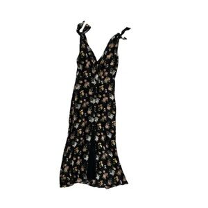 Reformation black mid length floral dress